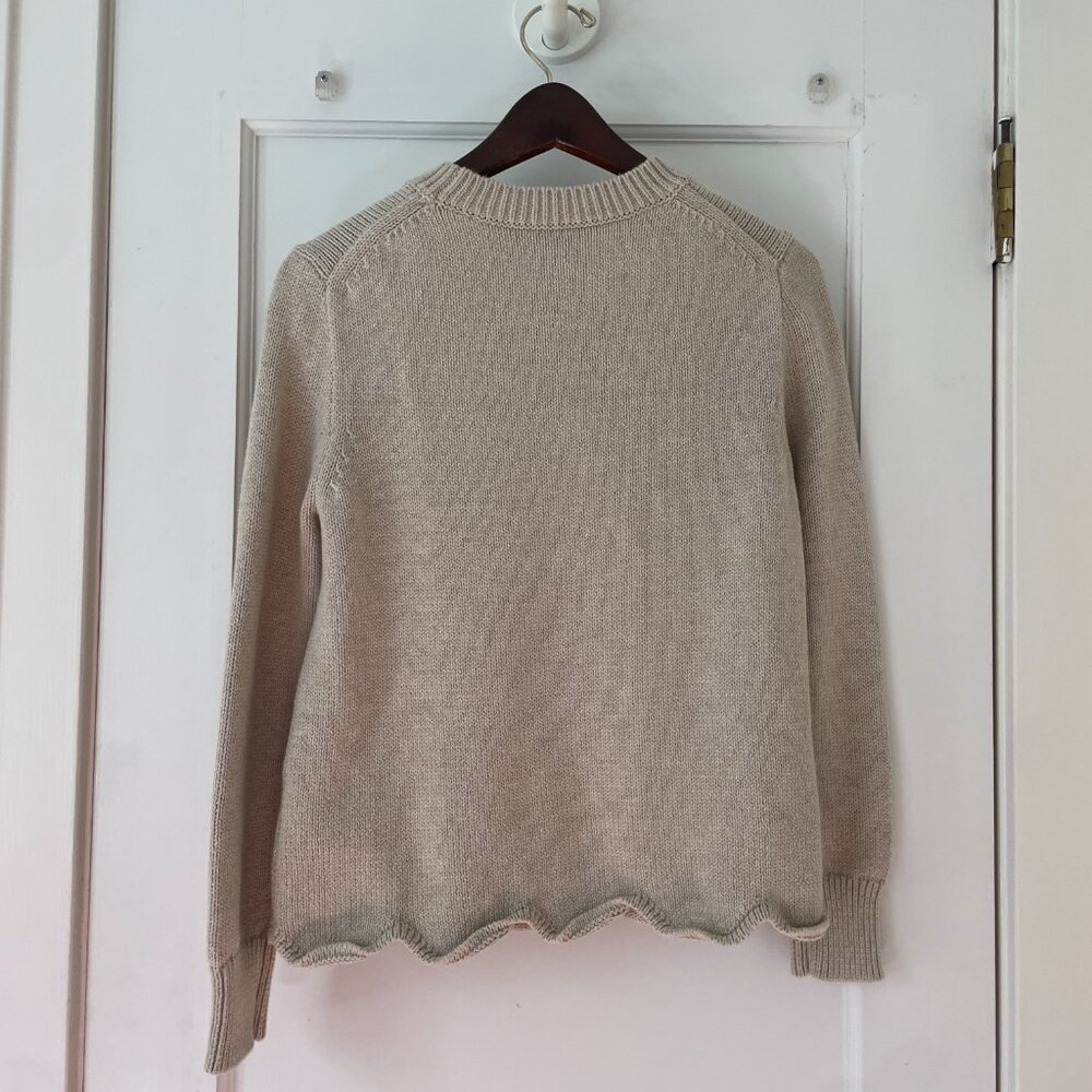 J.Crew Scalloped-Hem Sweater in Tan Size Small - Picture 3 of 9